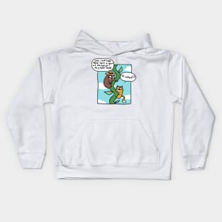 Cat and Sloth climbing a Bean Stalk Comic Kids Hoodie